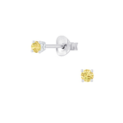 Wholesale 2mm Round Cubic Zirconia Sterling Silver Ear Studs - JD4778