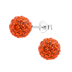 Wholesale 8mm Crystal Ball Sterling Silver Ear Studs - JD6243