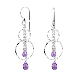 Wholesale Sterling Silver Circle Earrings with Precious Stone - JD7108
