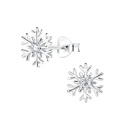 Wholesale Sterling Silver Snowflake Ear Studs - JD7054