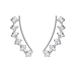 Wholesale Sterling Silver Curved Line Cubic Zirconia Ear Climbers - JD7451