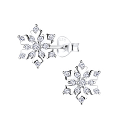 Wholesale Sterling Silver Snowflake Ear Studs - JD8715