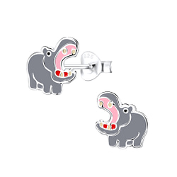 Wholesale Sterling Silver Hippopotamus Ear Studs - JD9273