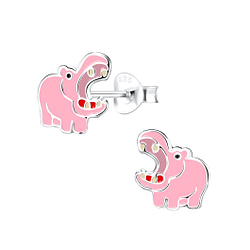 Wholesale Sterling Silver Hippopotamus Ear Studs - JD9274