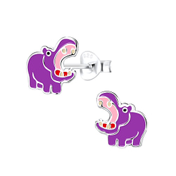 Wholesale Sterling Silver Hippopotamus Ear Studs - JD9275
