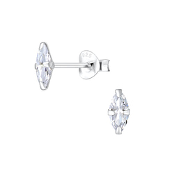 Wholesale 3x6mm Marquise Cubic Zirconia Sterling Silver Ear Studs - JD9538