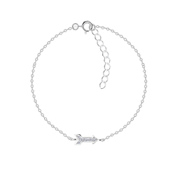 Wholesale Sterling Silver Arrow Cubic Zirconia Earrings Bracelet - JD10048