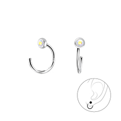 Wholesale Sterling Silver Crystal Ear Huggers - JD7894
