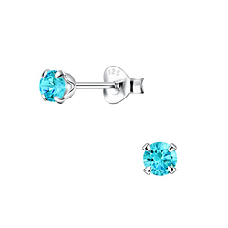 Wholesale 4mm Round Cubic Zirconia Sterling Silver Ear Studs - JD9995