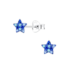 Wholesale Sterling Silver Star Crystal Ear Studs - JD10059