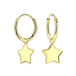 Wholesale Sterling Silver Star Charm Ear Hoops - JD10088