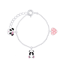 Wholesale Sterling Silver Panda Lovers Bracelet - JD7929