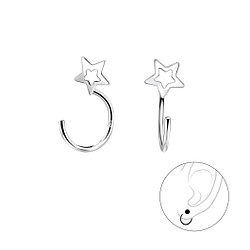 Wholesale Sterling Silver Star Ear Huggers - JD7848