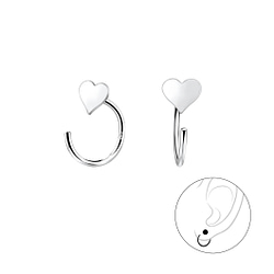 Wholesale Sterling Silver Heart Ear Huggers - JD7850