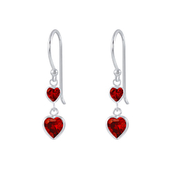 Wholesale Sterling Silver Heart Cubic Zirconia Dangle Earrings - JD2636