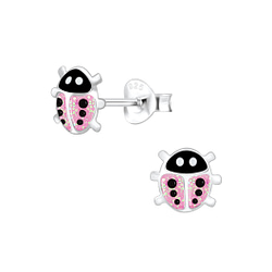 Wholesale Sterling Silver Ladybug Ear Studs - JD5435