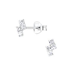 Wholesale Sterling Silver Geometric Crystal Ear Studs - JD4905