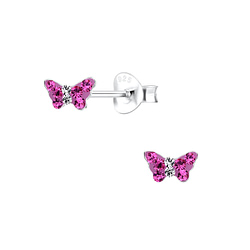 Wholesale Sterling Silver Butterfly Crystal Ear Studs - JD9939