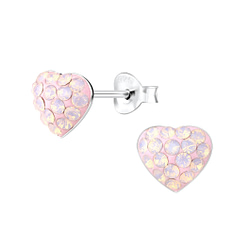 Wholesale Sterling Silver Heart Crystal Ear Studs - JD7305