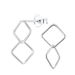 Wholesale Sterling Silver Twisted Square Ear Studs - JD7578