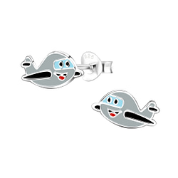 Wholesale Sterling Silver Airplane Ear Studs - JD8024