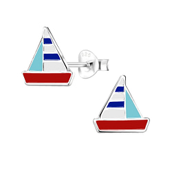 Wholesale Sterling Silver Sailboat Ear Studs - JD8030