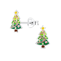 Wholesale Sterling Silver Christmas Tree Ear Studs - JD10497