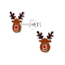 Wholesale Sterling Silver Reindeer Ear Studs - JD8364