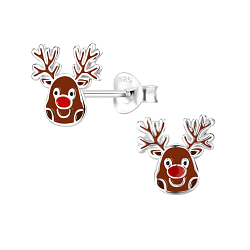 Wholesale Sterling Silver Reindeer Ear Studs - JD8366