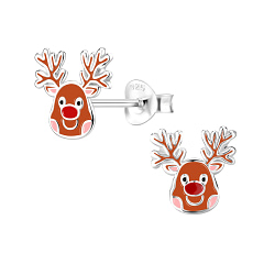 Wholesale Sterling Silver Reindeer Ear Studs - JD8365