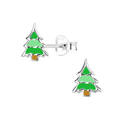 Wholesale Sterling Silver Christmas Tree Ear Studs - JD9677