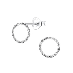 Wholesale Sterling Silver Twist Circle Ear Studs - JD8948