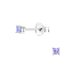 Wholesale 2mm Square Cubic Zirconia Sterling Silver Ear Studs - JD5593