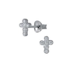 Wholesale Sterling Silver Cross Ear Studs - JD4453