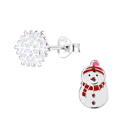 Wholesale Sterling Silver Christmas Holiday Ear Studs - JD9956