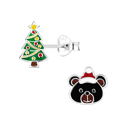 Wholesale Sterling Silver Christmas Holiday Ear Studs - JD9957