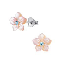 Wholesale Sterling Silver Shell Flower Ear Studs - JD2836