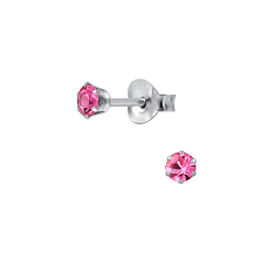 Wholesale 3mm Round Crystal Sterling Silver Ear Studs - JD1972