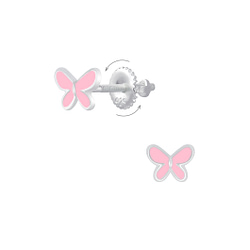 Wholesale Sterling Silver Butterfly Screw Back Ear Studs - JD6855