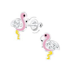 Wholesale Sterling Silver Flamingo Screw Back Ear Studs - JD6874