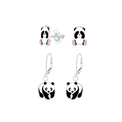 Wholesale Sterling Silver Panda Earrings Set - JD8390
