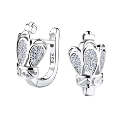 Wholesale Sterling Silver Crown Huggie Earrings - JD4852