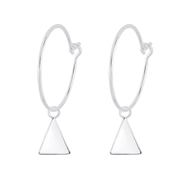 Wholesale Sterling Silver Triangle Charm Ear Hoops - JD7340