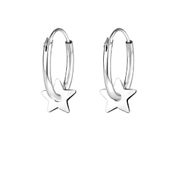 Wholesale Sterling Silver Star Ear Hoops - JD8654