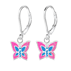 Wholesale Sterling Silver Butterfly Lever Back Earrings - JD8371
