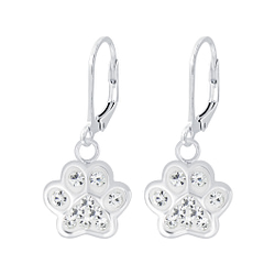 Wholesale Sterling Silver Paw Print Lever Back Earrings - JD7071