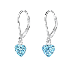 Wholesale Sterling Silver Heart Crystal Lever Back Earrings - JD7967