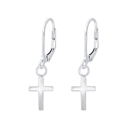 Wholesale Sterling Silver Cross Lever Back Earrings - JD6984