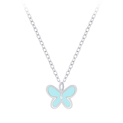 Wholesale Sterling Silver Butterfly Necklace - JD7356
