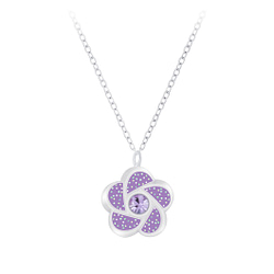 Wholesale Sterling Silver Flower Necklace - JD7389